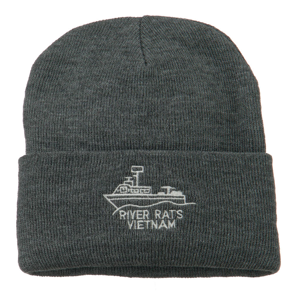 River Rats Vietnam Embroidered Long Beanie - Grey OSFM