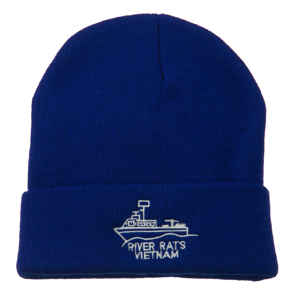 River Rats Vietnam Embroidered Long Beanie - Royal OSFM