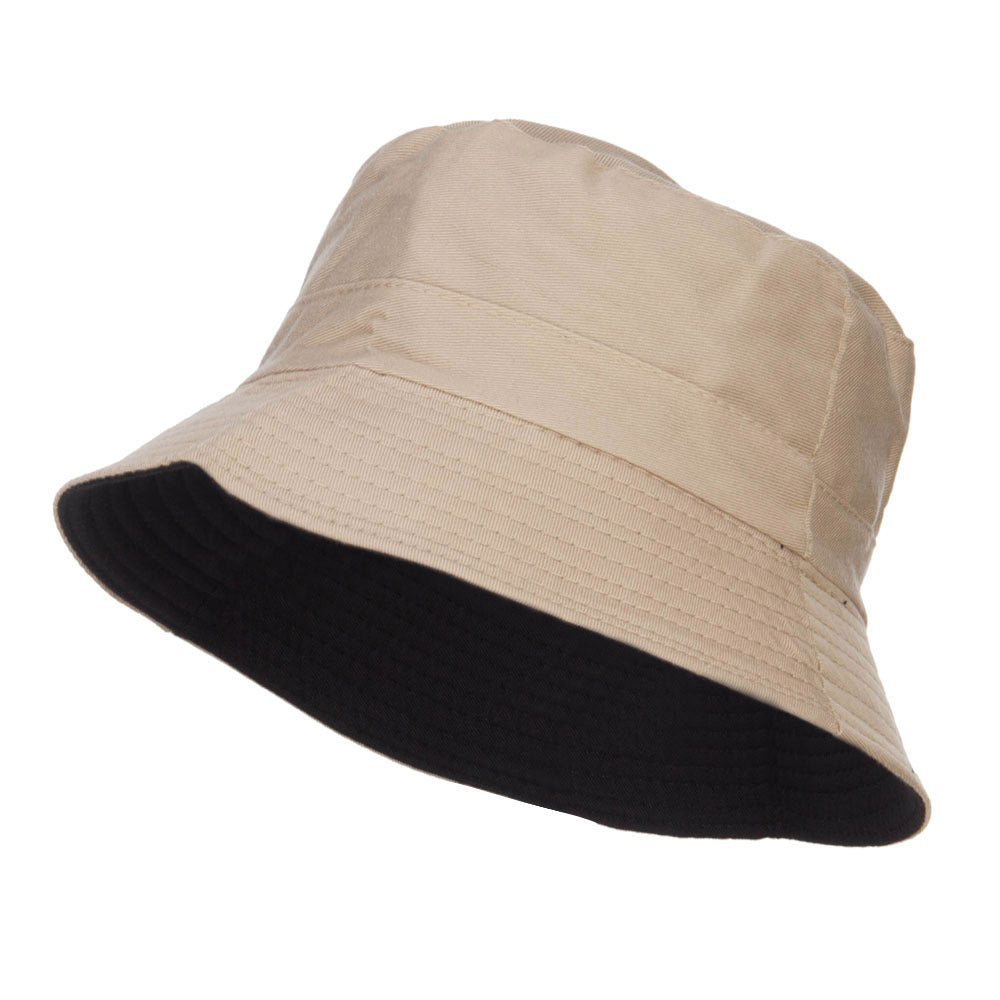 Men&#039;s Reversible Cotton Bucket Hat - Beige Black M