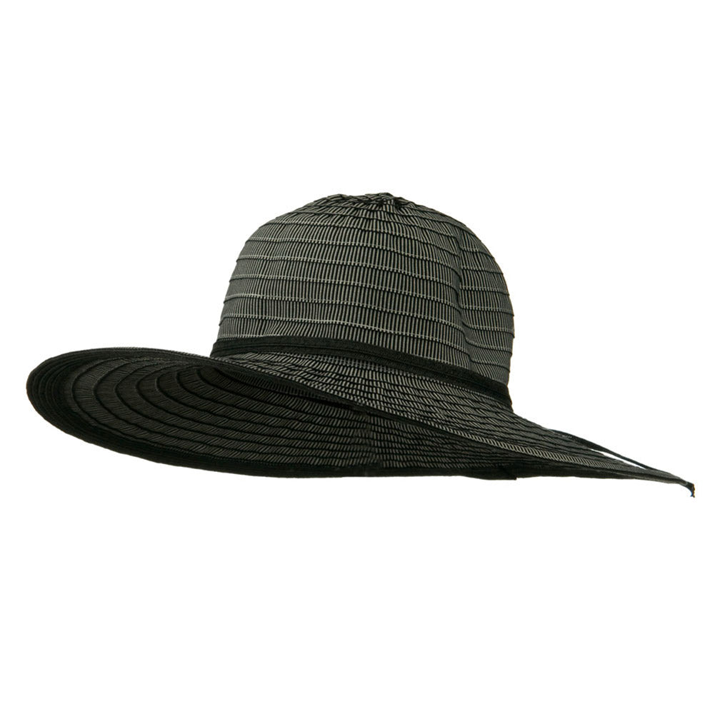 Woman&#039;s Paper Braid Ribbon Tie Hat - Black OSFM