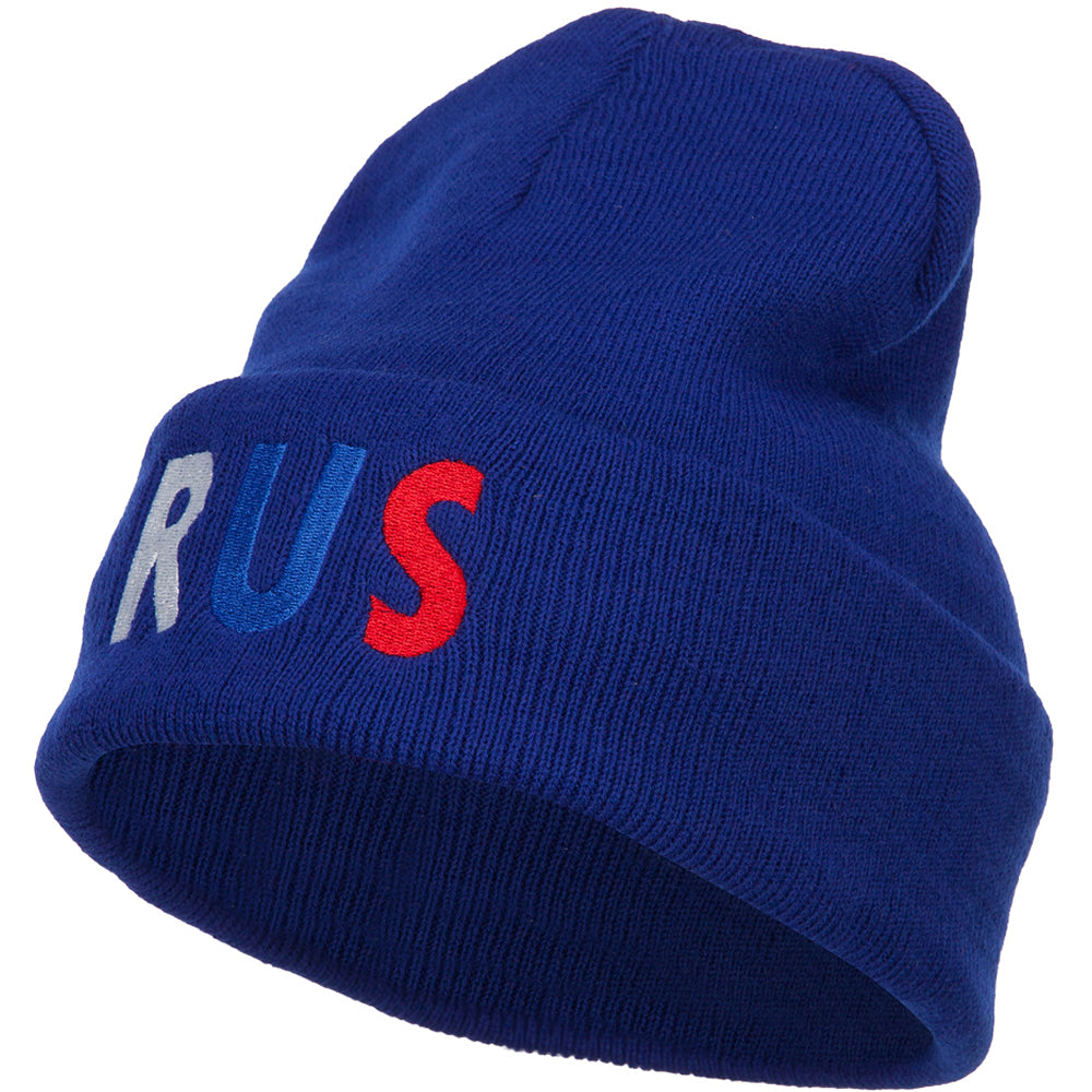 Russia RUS Flag Embroidered Long Beanie - Royal OSFM
