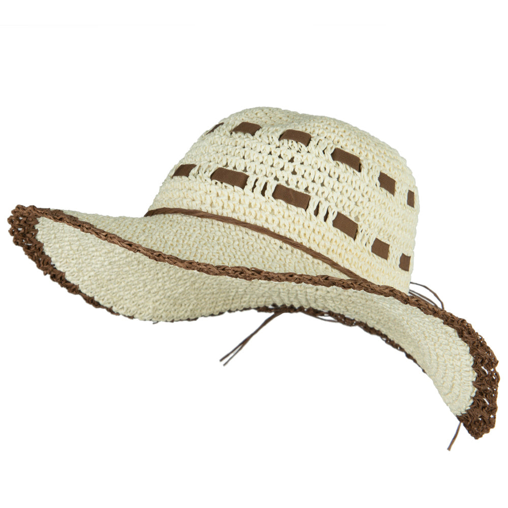 Women&#039;s Toyo Braid Ribbon Woven Hat - Cream OSFM