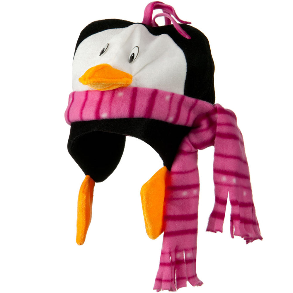 Black Pink Velvet Birds Hat - Black White Pink OSFM