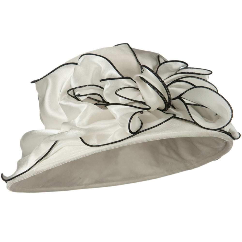 Satin Band Velvet Hat - Ivory OSFM