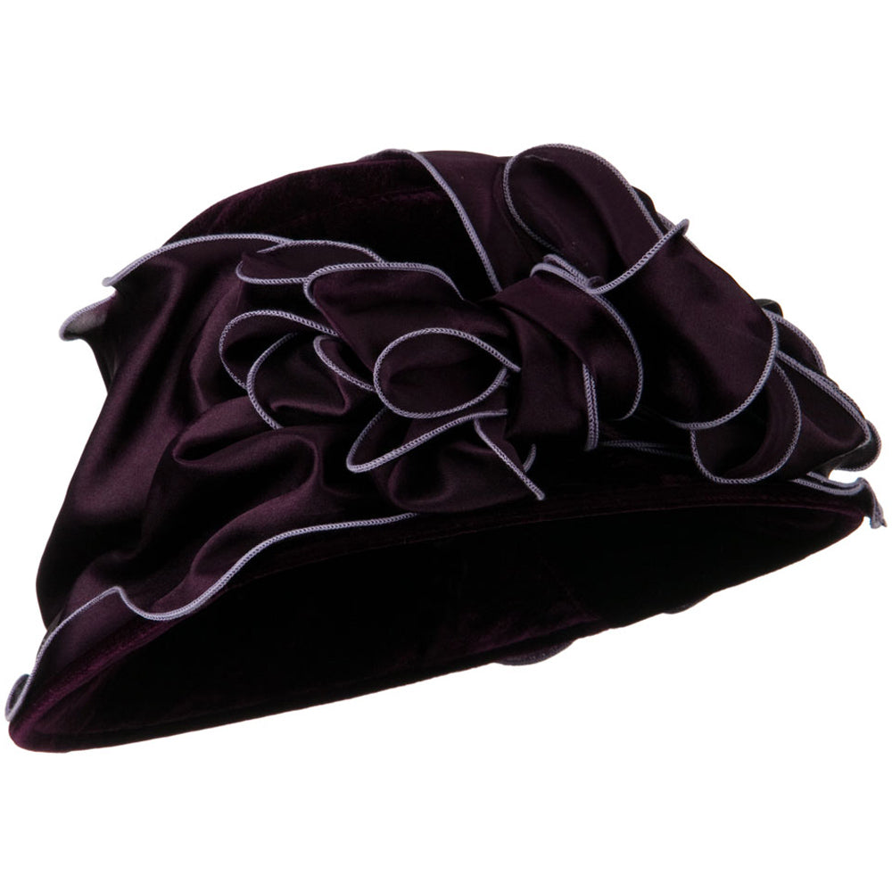 Satin Band Velvet Hat - Purple OSFM