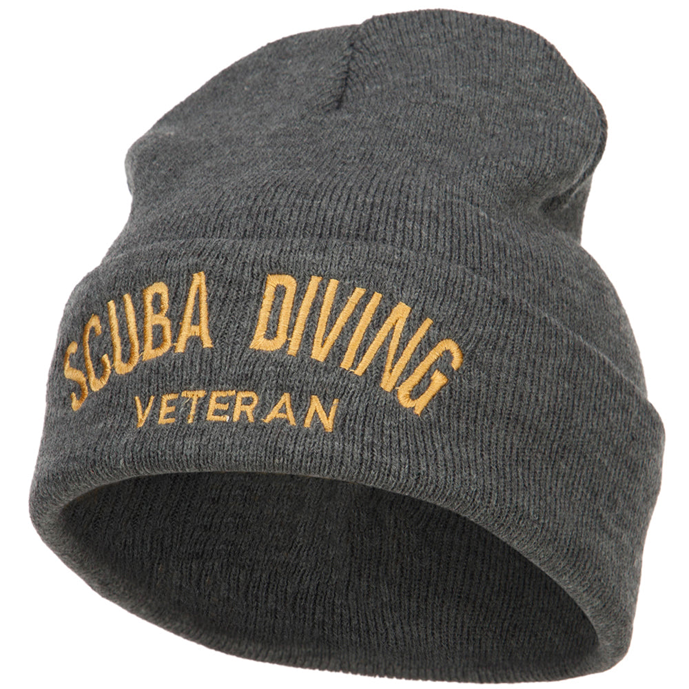 Scuba Diving Veteran Embroidered Long Beanie - Dk Grey OSFM