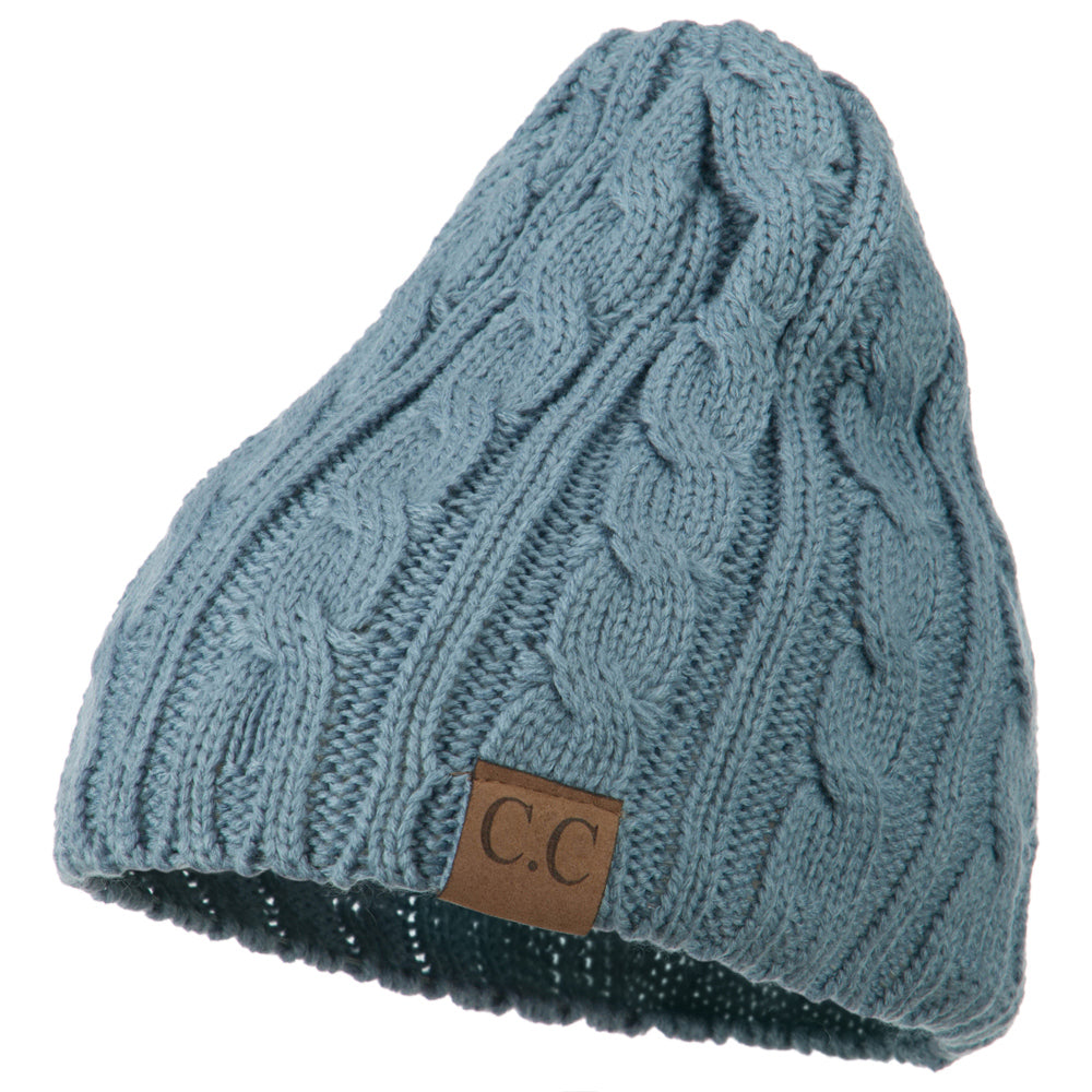 Solid Cable Knit Beanie - Denim OSFM