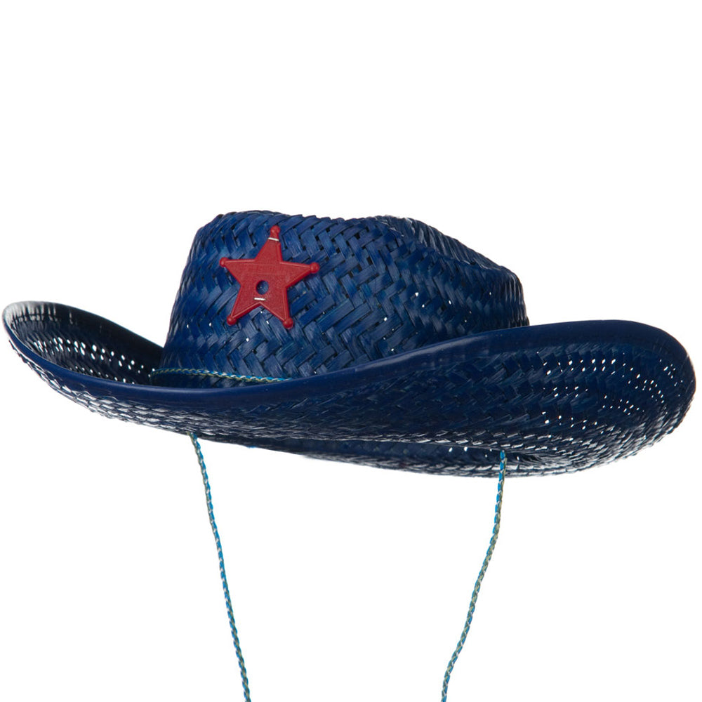 Solid Child Straw Cowboy Hat - Blue OSFM