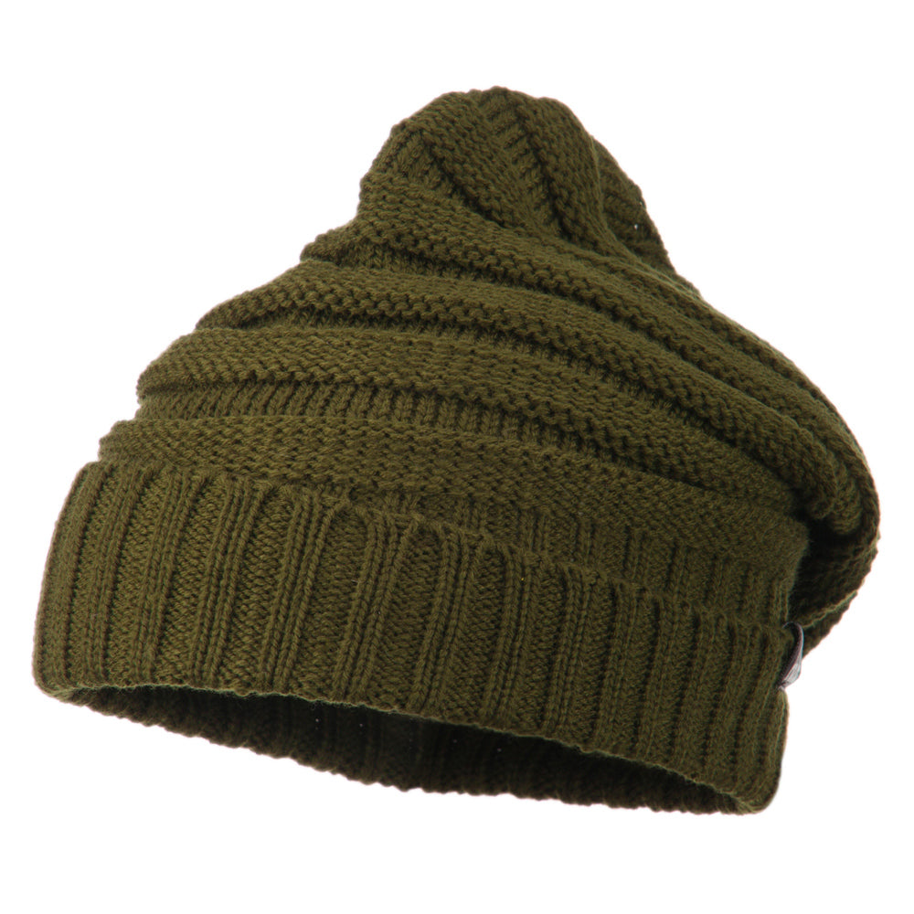 Thick Slouchy Cuff Beanie - Olive OSFM