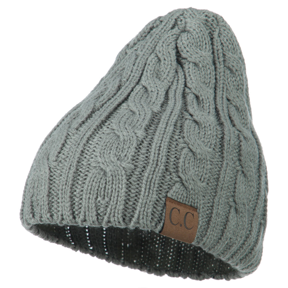 Solid Cable Knit Beanie - Natural Grey OSFM