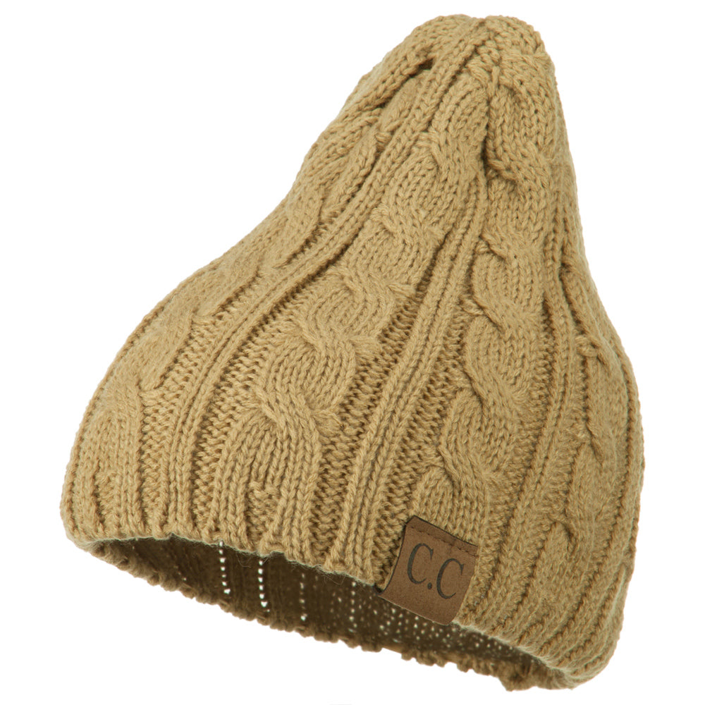 Solid Cable Knit Beanie - Taupe OSFM