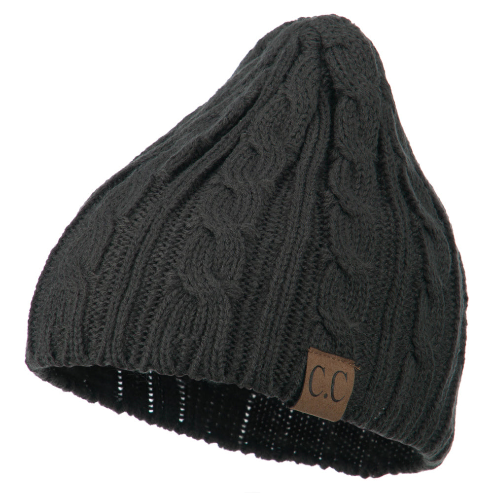 Solid Cable Knit Beanie - Grey OSFM