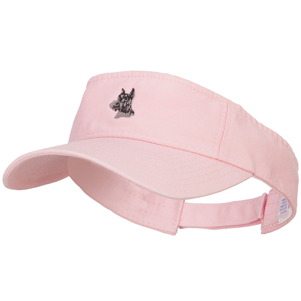 Schnauzer Head Embroidered Pro Style Cotton Washed Visor - Lt Pink OSFM