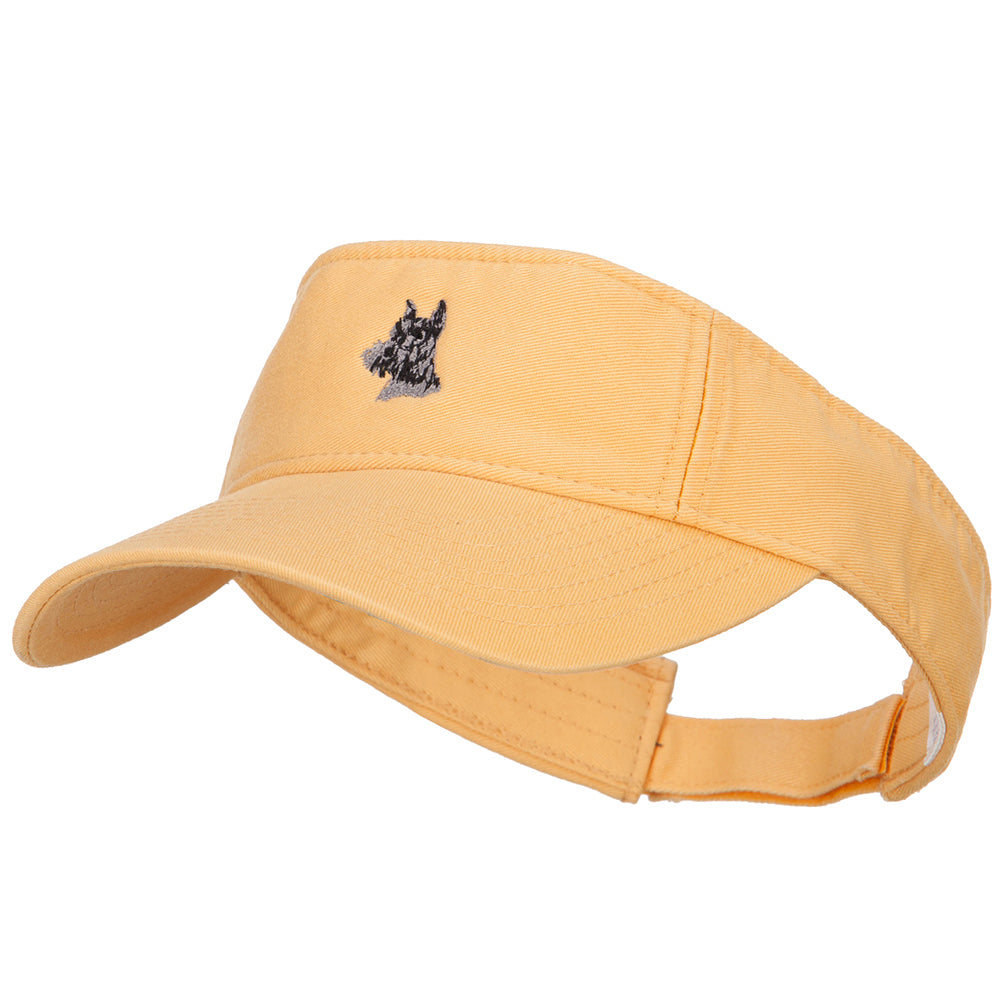 Schnauzer Head Embroidered Pro Style Cotton Washed Visor - Mango OSFM