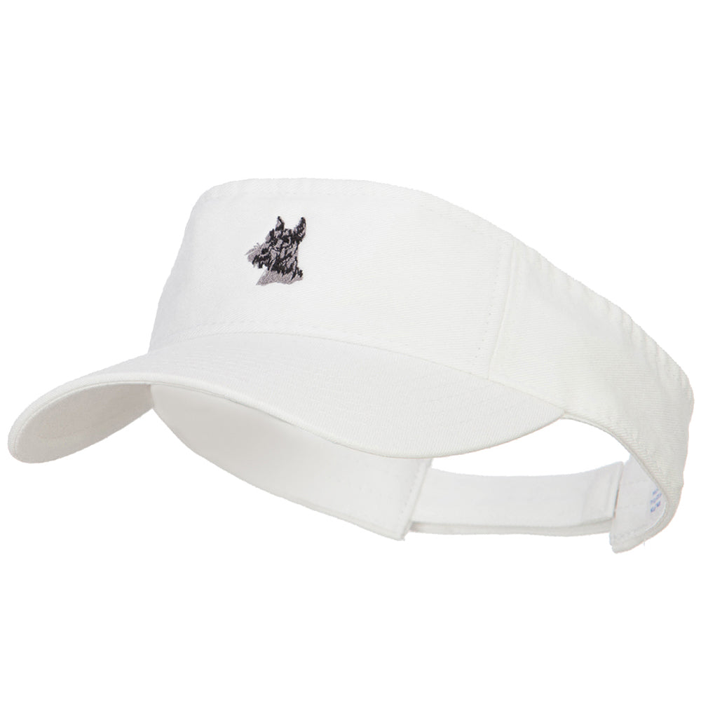 Schnauzer Head Embroidered Pro Style Cotton Washed Visor - White OSFM