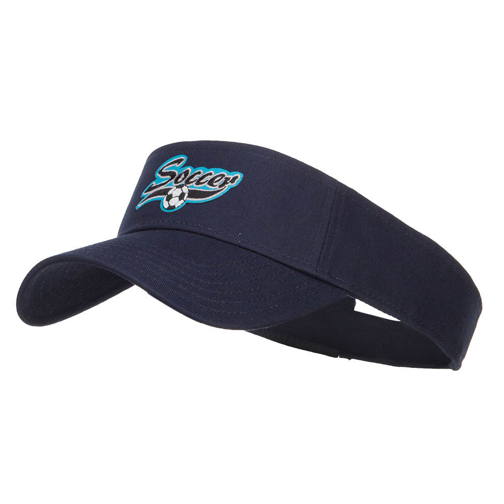 Soccer Sports Patched Sun Visor - Navy OSFM