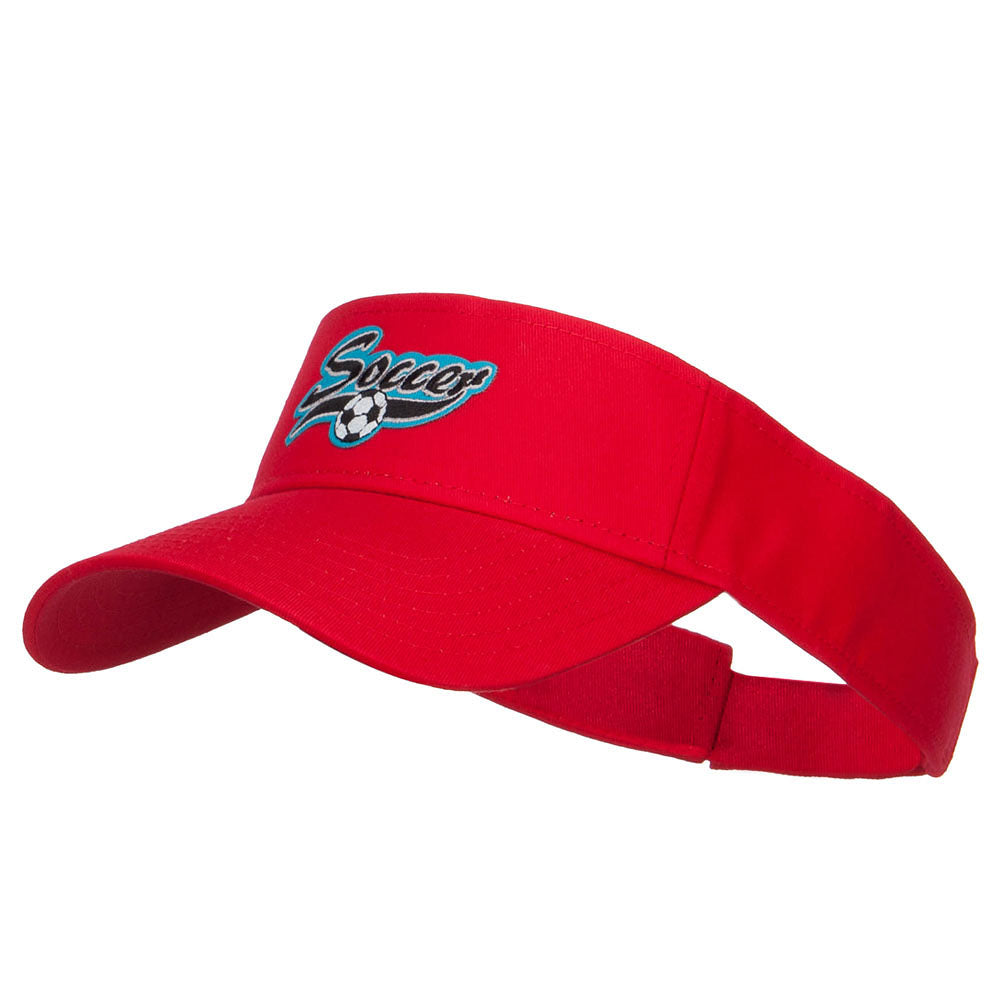 Soccer Sports Patched Sun Visor - Red OSFM