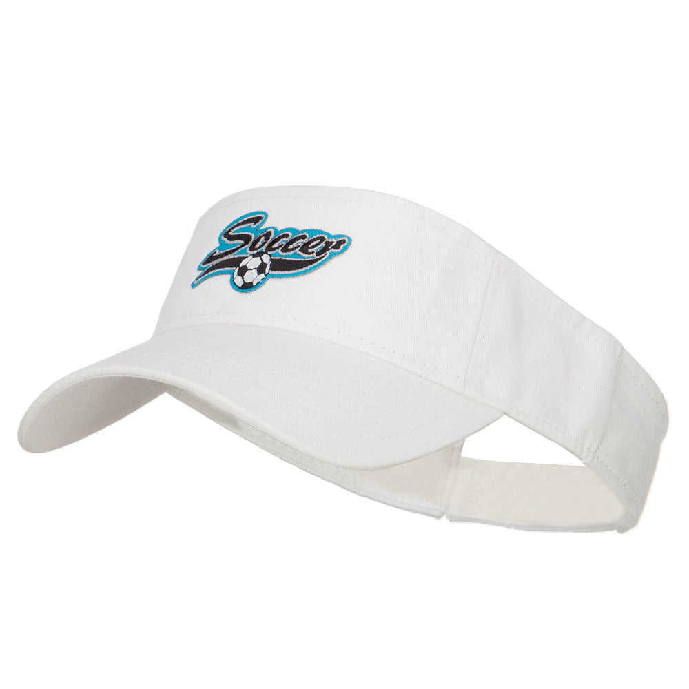 Soccer Sports Patched Sun Visor - White OSFM