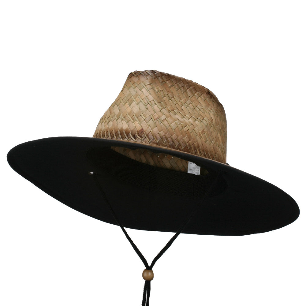 Stained Straw Braid Lifeguard Hat - Black OSFM