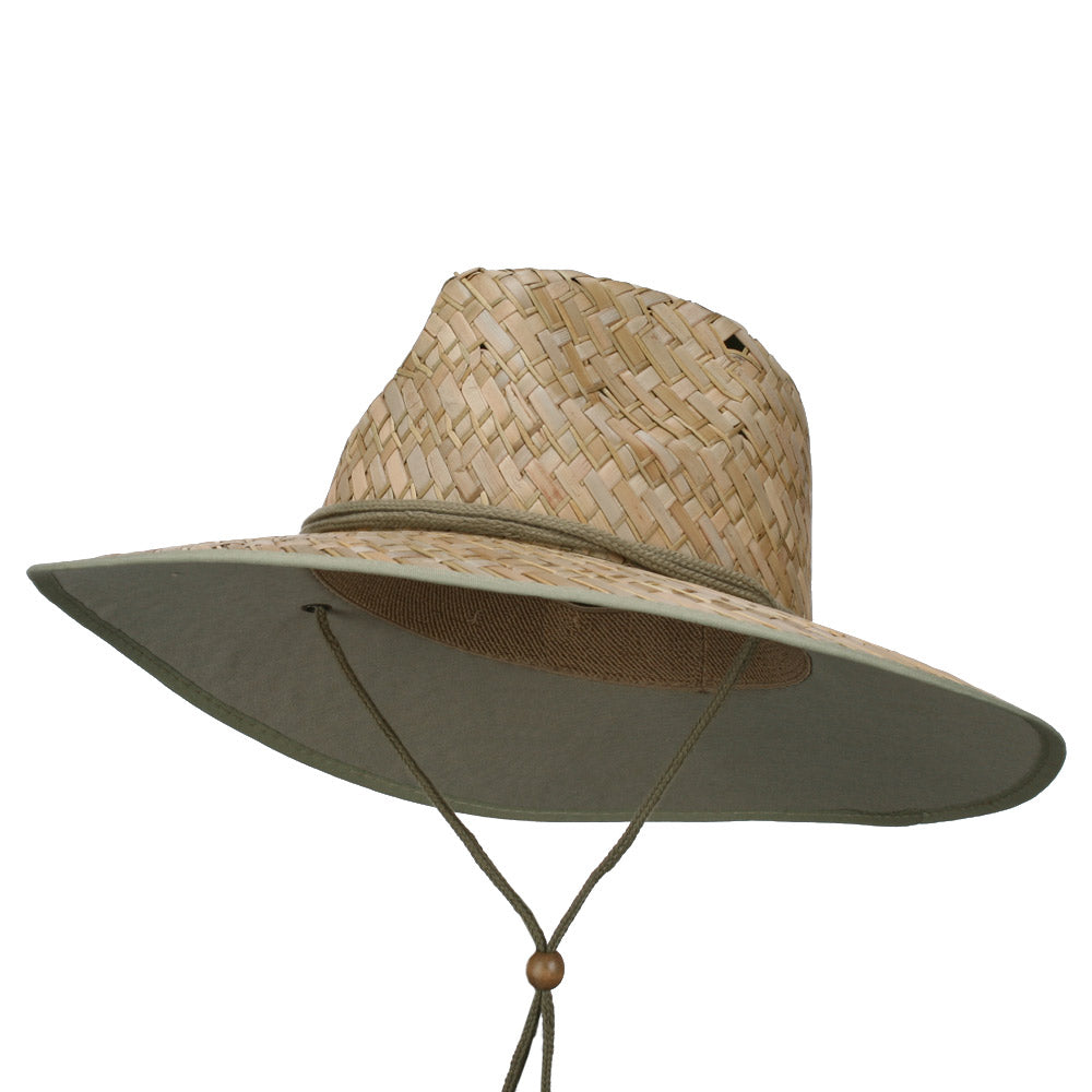 Stained Straw Braid Lifeguard Hat - Green OSFM