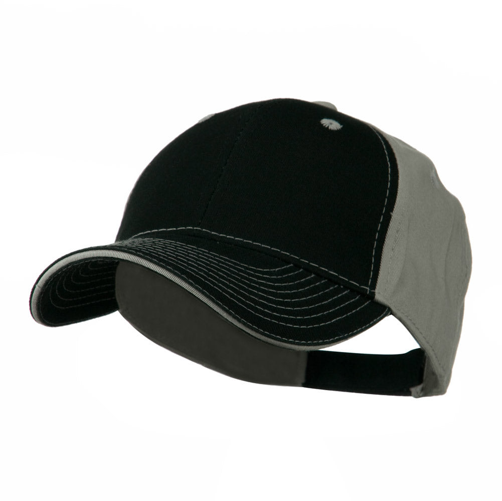 Contrast Sandwich Eyelets Cap - Black Grey OSFM