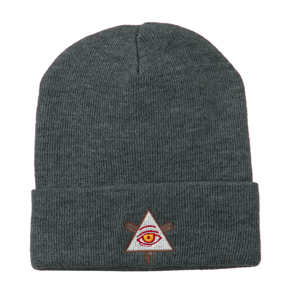 All Seeing Eye Embroidered Beanie - Grey OSFM