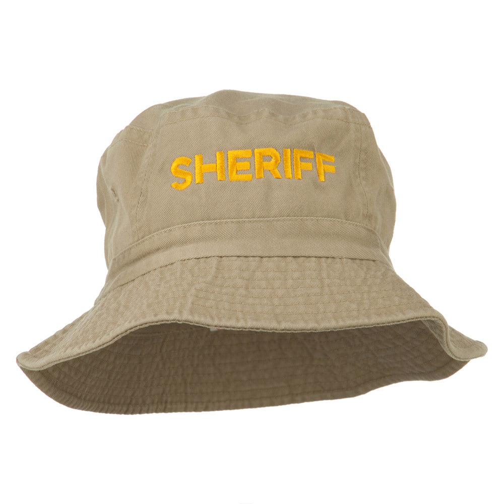 Sheriff Embroidered Pigment Dyed Bucket Hat - Khaki OSFM