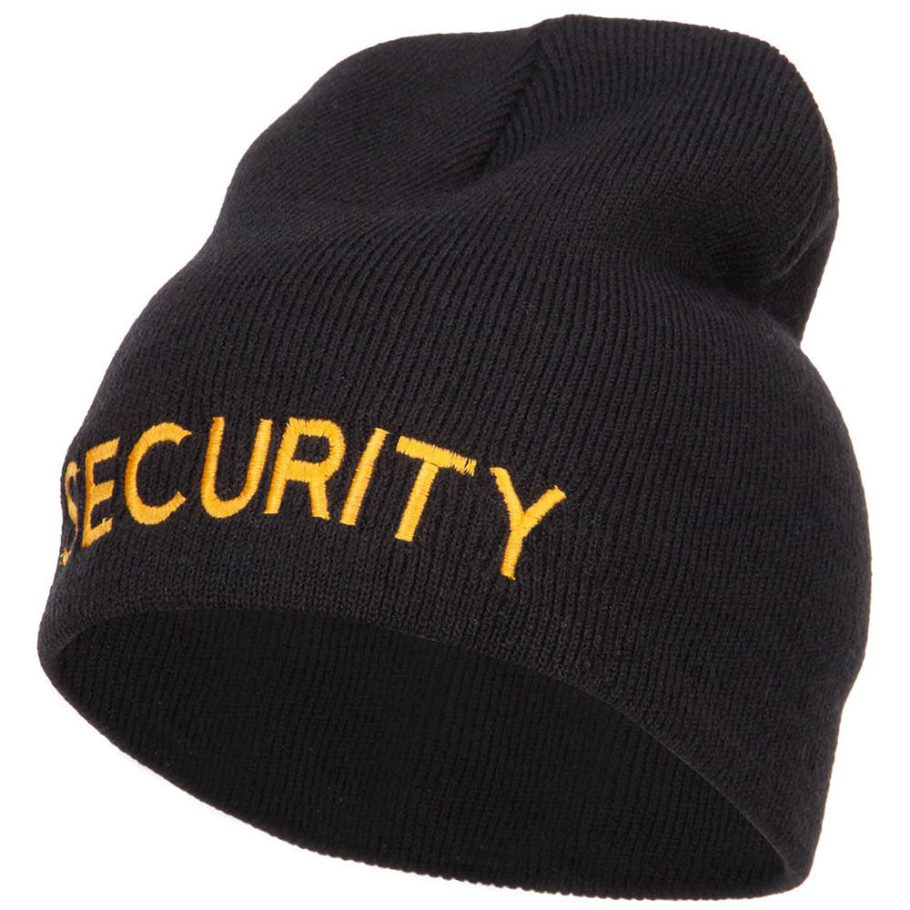 Security Embroidered Short Beanie - Black OSFM