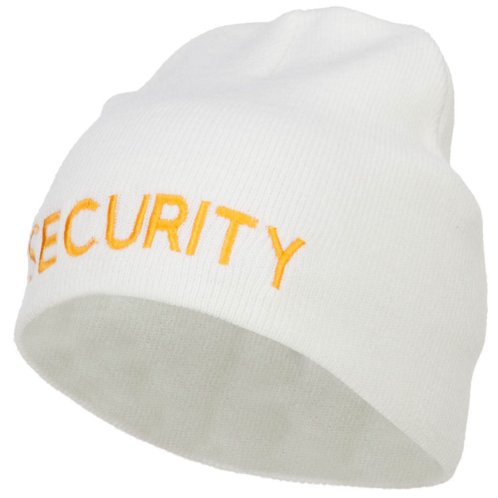 Security Embroidered Short Beanie - White OSFM
