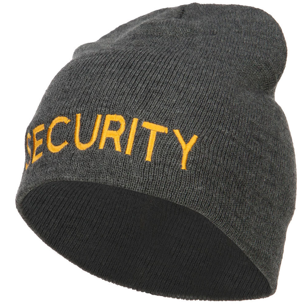 Security Embroidered Short Beanie - Dk Grey OSFM