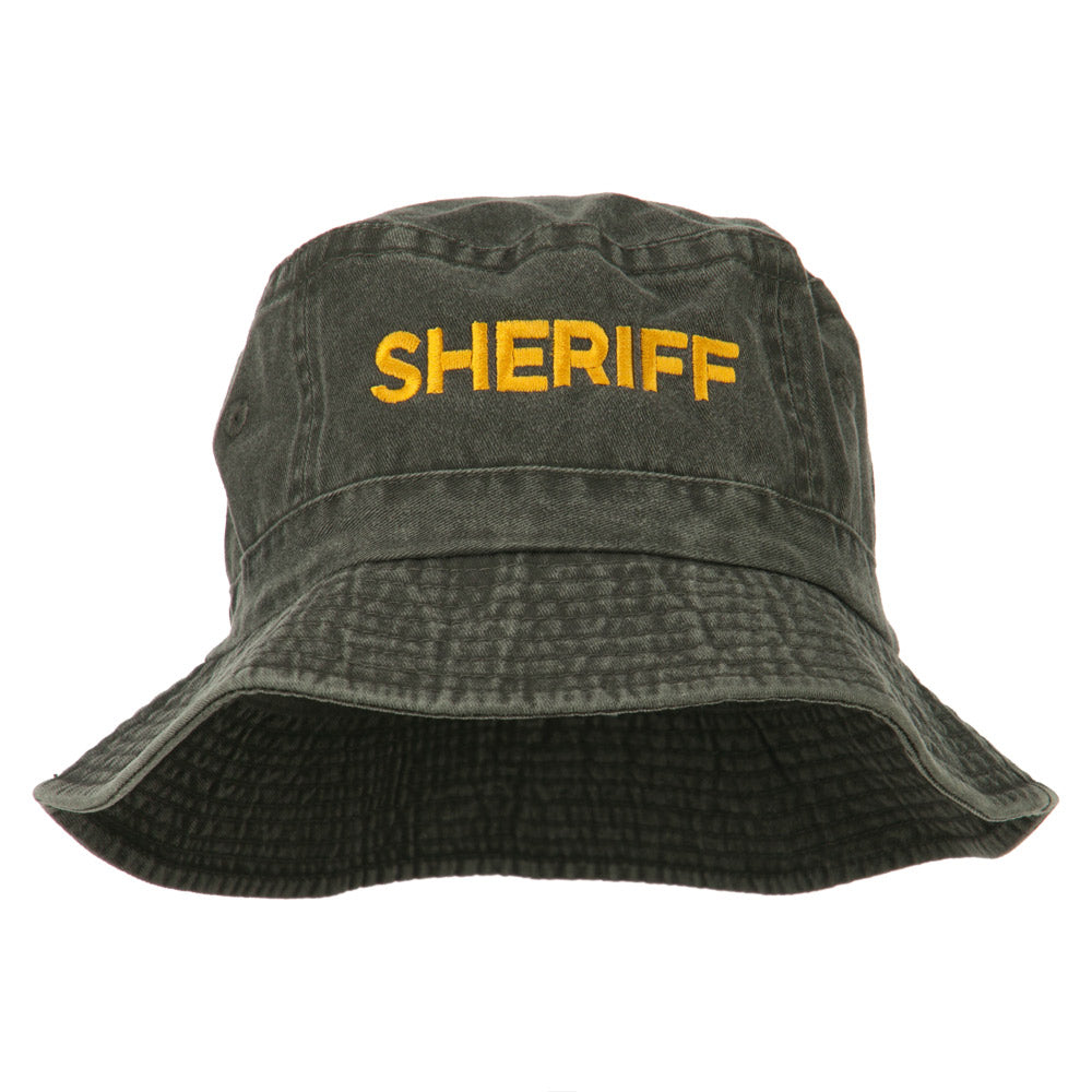 Sheriff Embroidered Pigment Dyed Bucket Hat - Charcoal OSFM