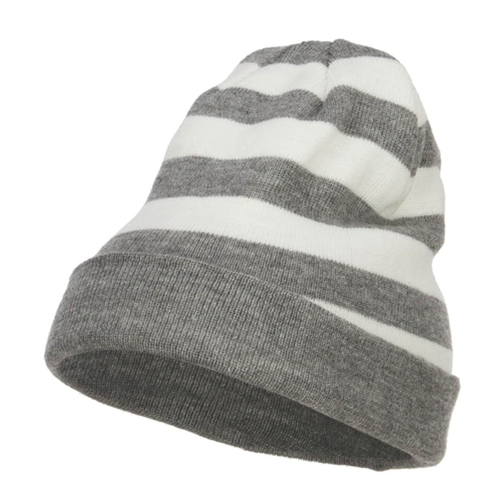 Striped Long Beanie - Off White OSFM