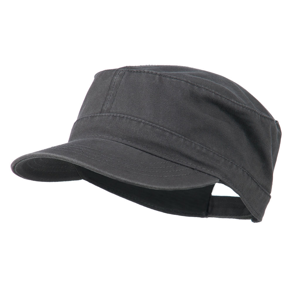 Garment Washed Adjustable Army Cap - Charcoal Grey OSFM