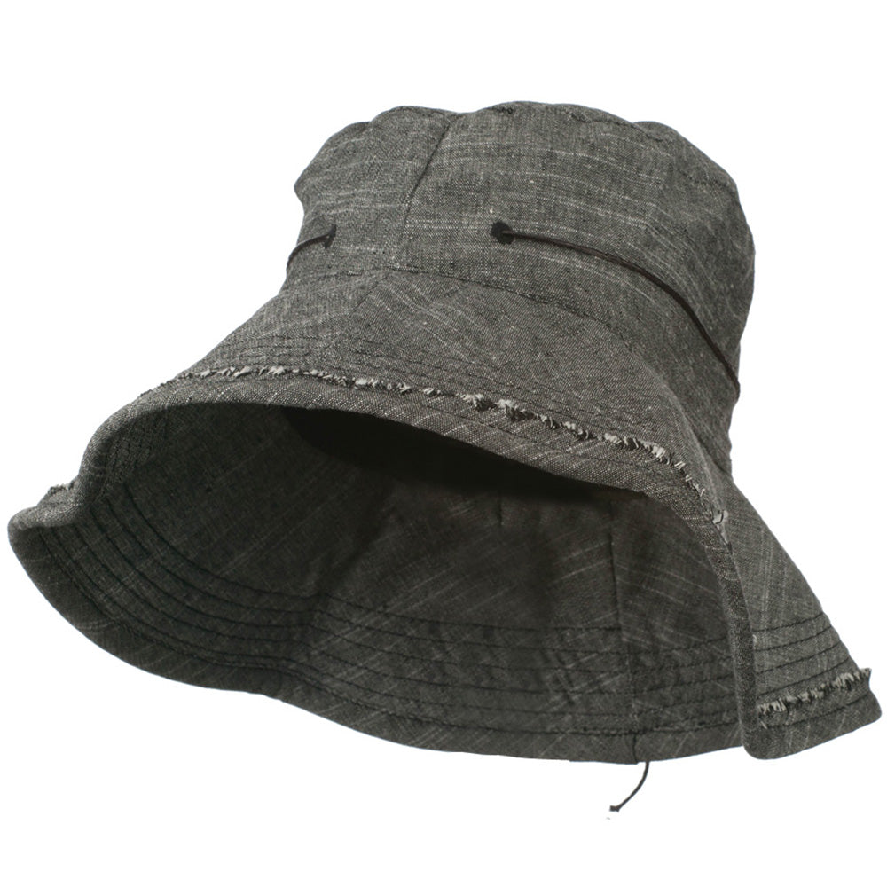 Women&#039;s Stitching Sewn Bucket Hat - Black OSFM