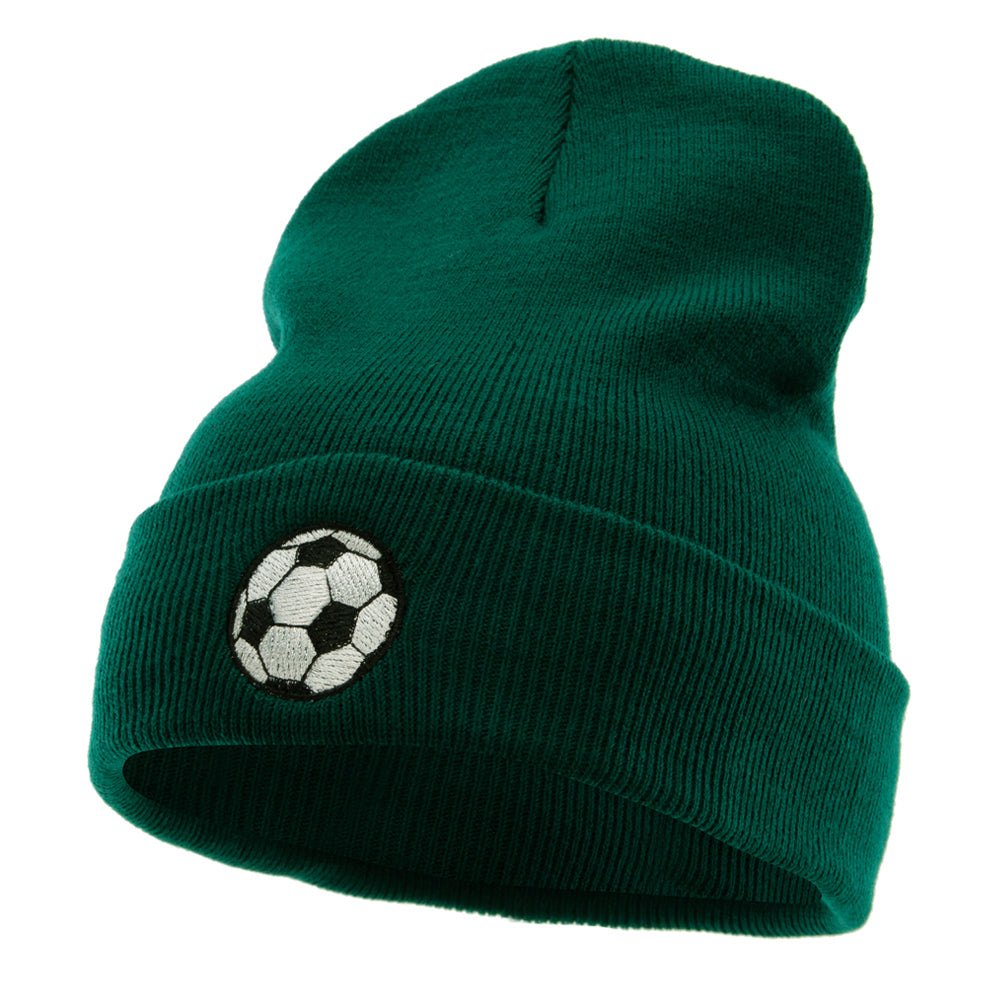 Soccer Play Embroidered 12 Inch Long Knitted Beanie - Dark Green OSFM