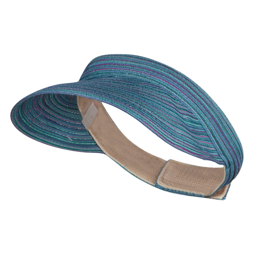 UPF 40+ Multi Colored Poly Braid Sun Visor - Blue OSFM