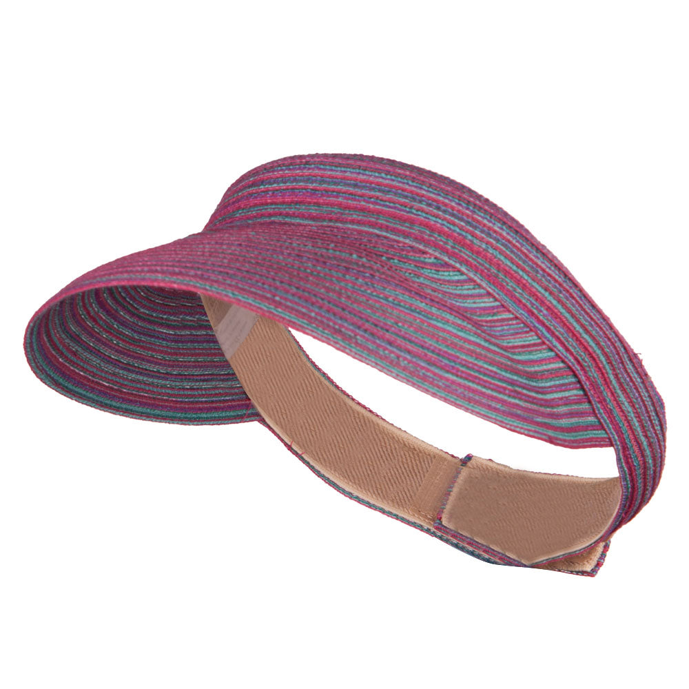 UPF 40+ Multi Colored Poly Braid Sun Visor - Fuchsia OSFM