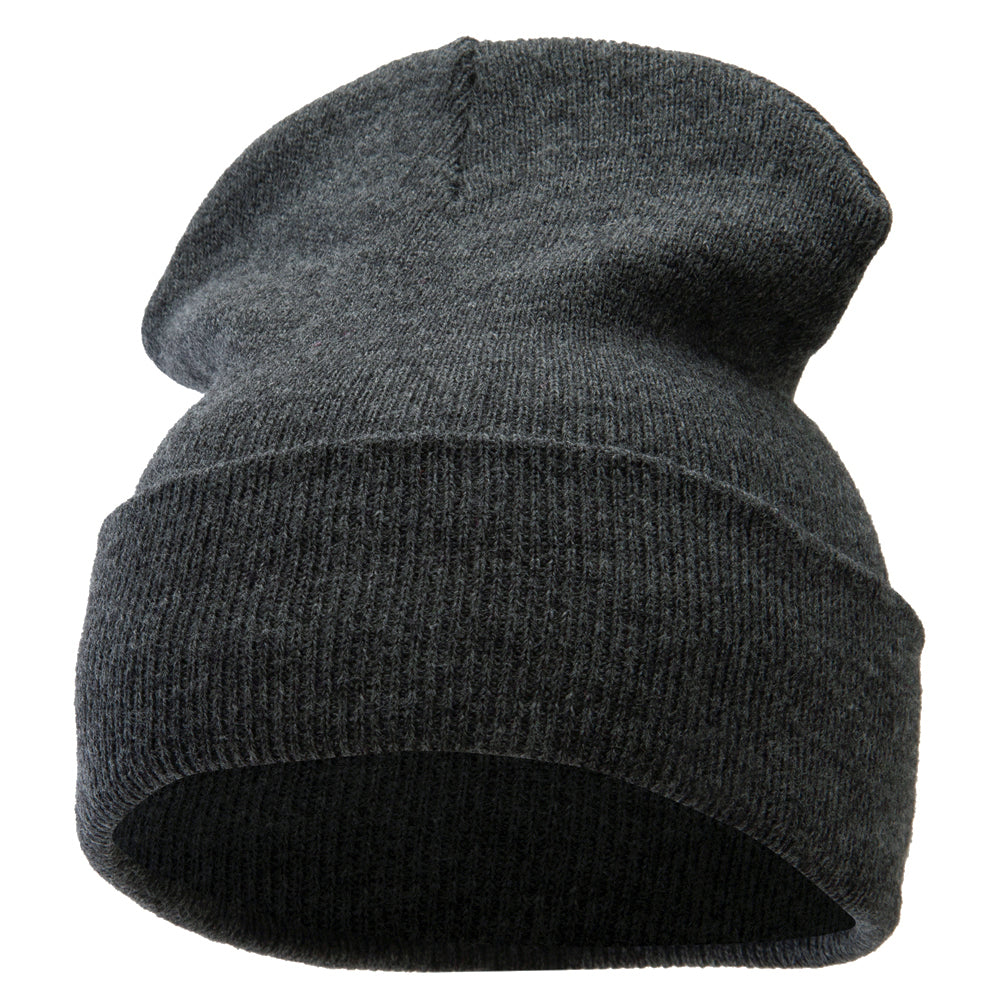 12 Inch Solid Long Beanie Made in USA - Dark Grey OSFM