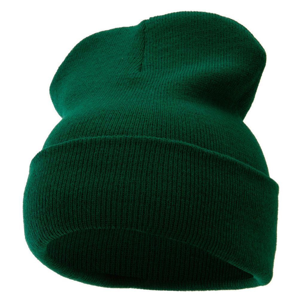 12 Inch Solid Long Beanie Made in USA - Hunter Green OSFM