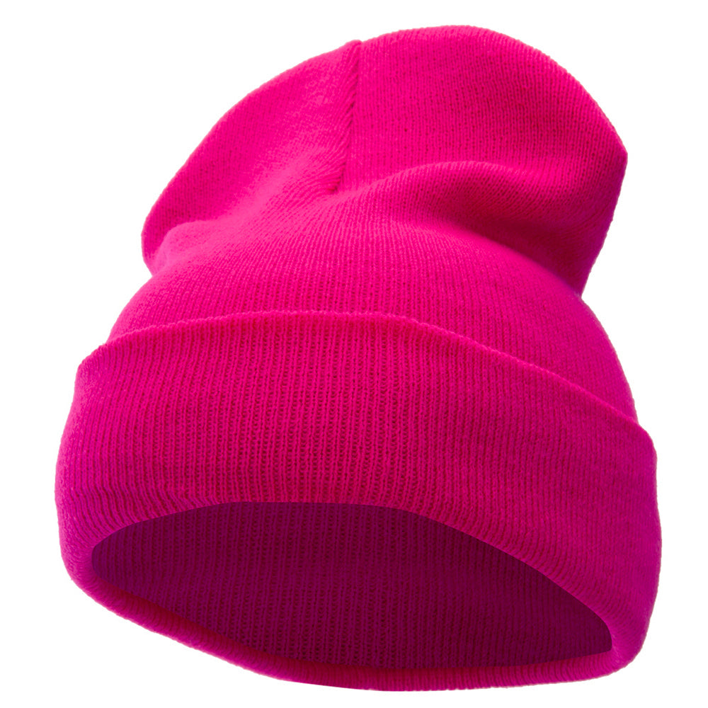 12 Inch Solid Long Beanie Made in USA - Hot Pink OSFM