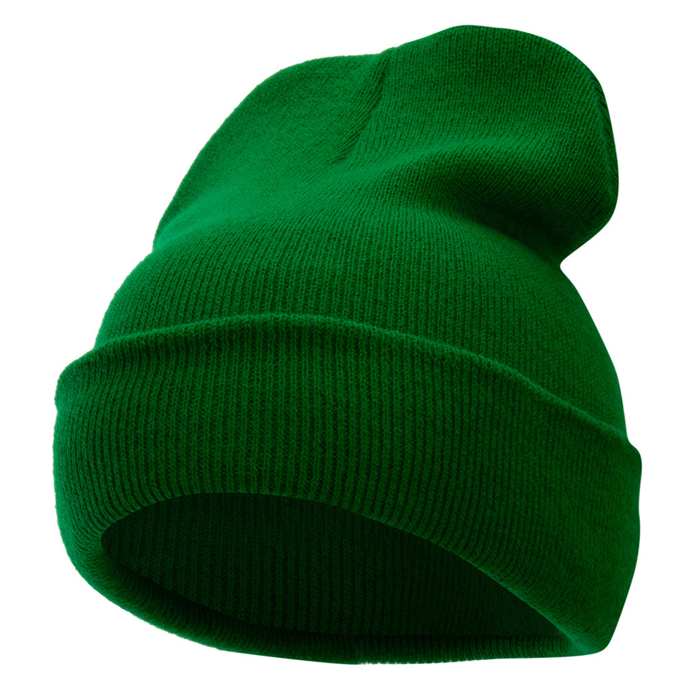 12 Inch Solid Long Beanie Made in USA - Kelly Green OSFM