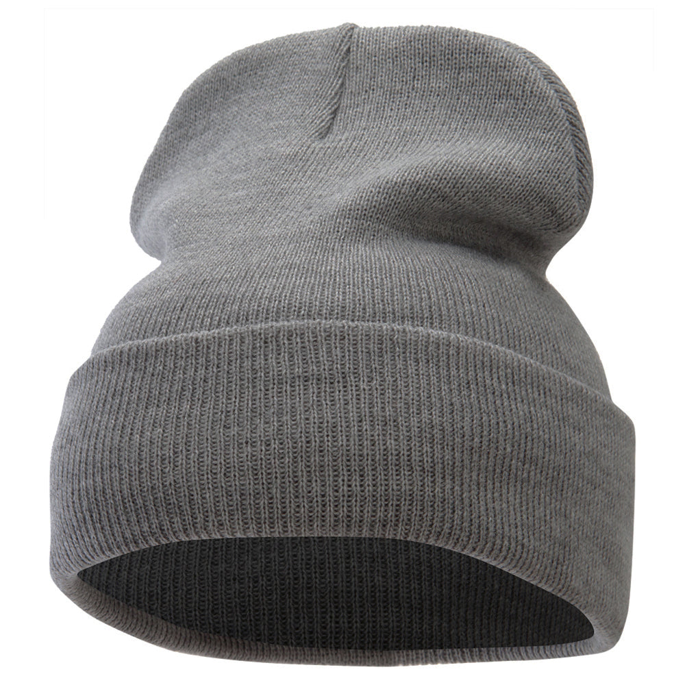 12 Inch Solid Long Beanie Made in USA - Light Grey OSFM