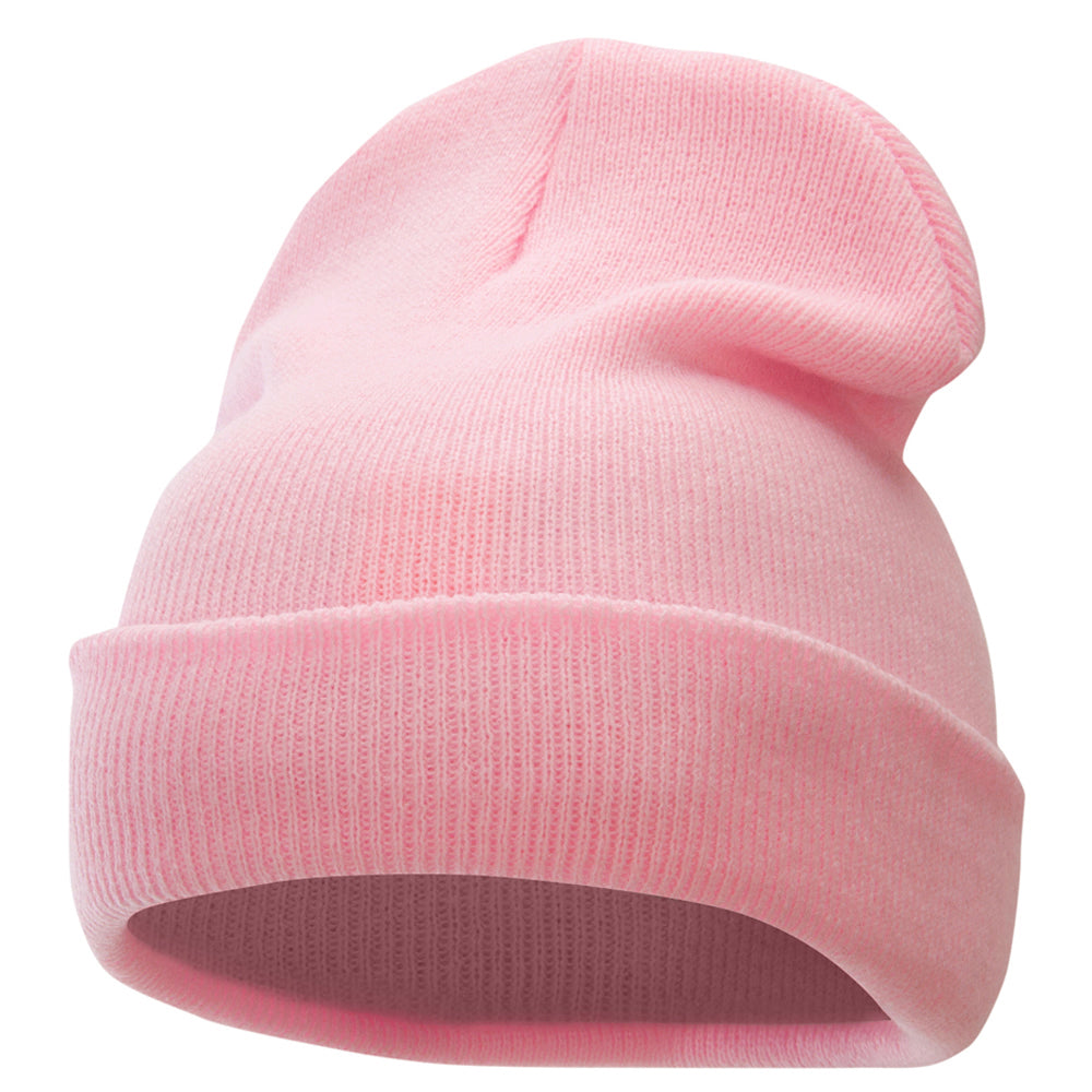 12 Inch Solid Long Beanie Made in USA - Light Pink OSFM