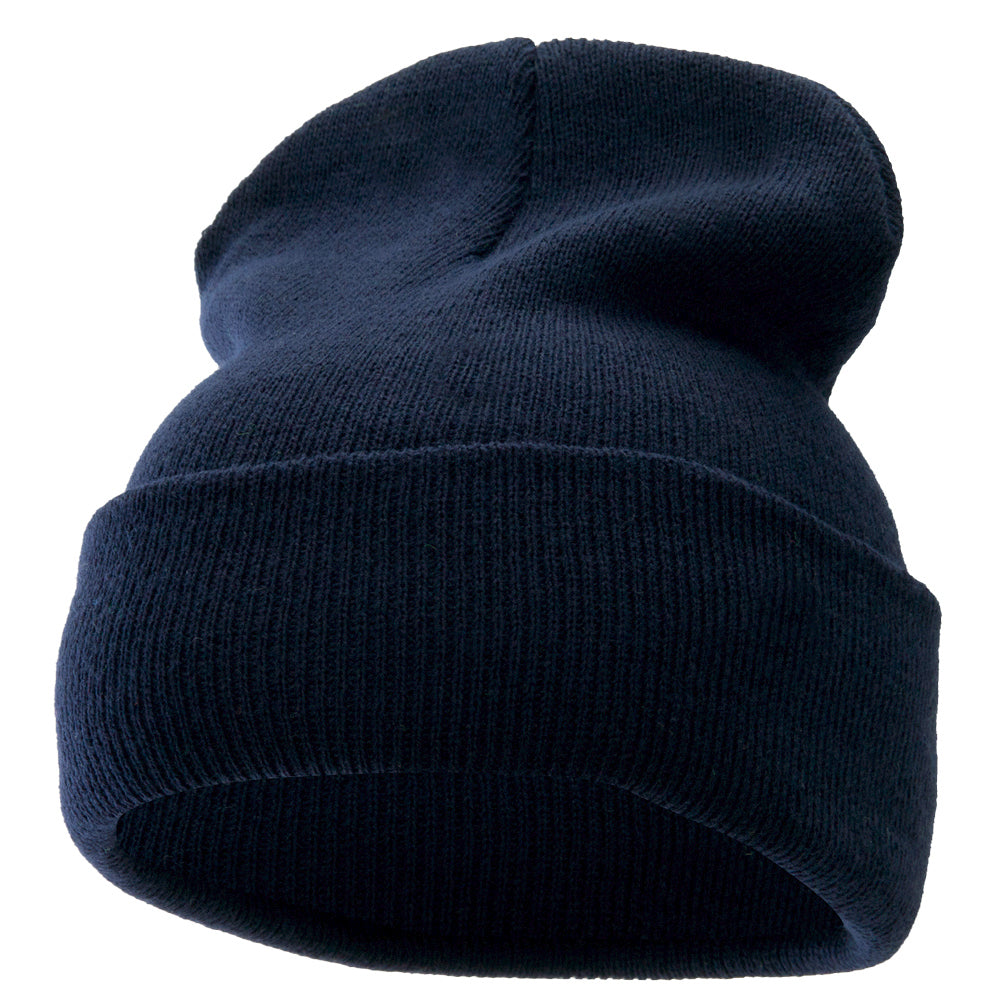 12 Inch Solid Long Beanie Made in USA - Navy OSFM