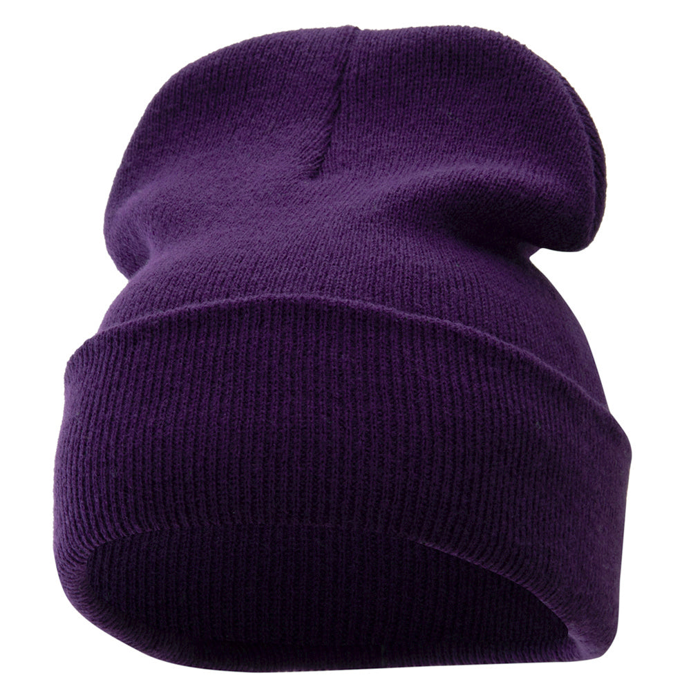 12 Inch Solid Long Beanie Made in USA - Purple OSFM