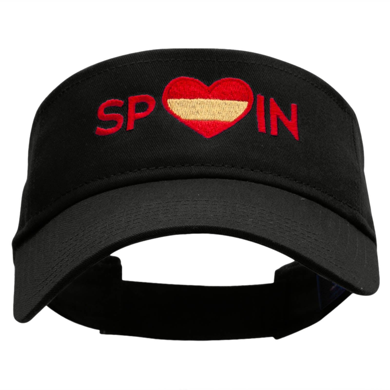 Spain Love Embroidered Cotton Twill Sun Visor - Black OSFM