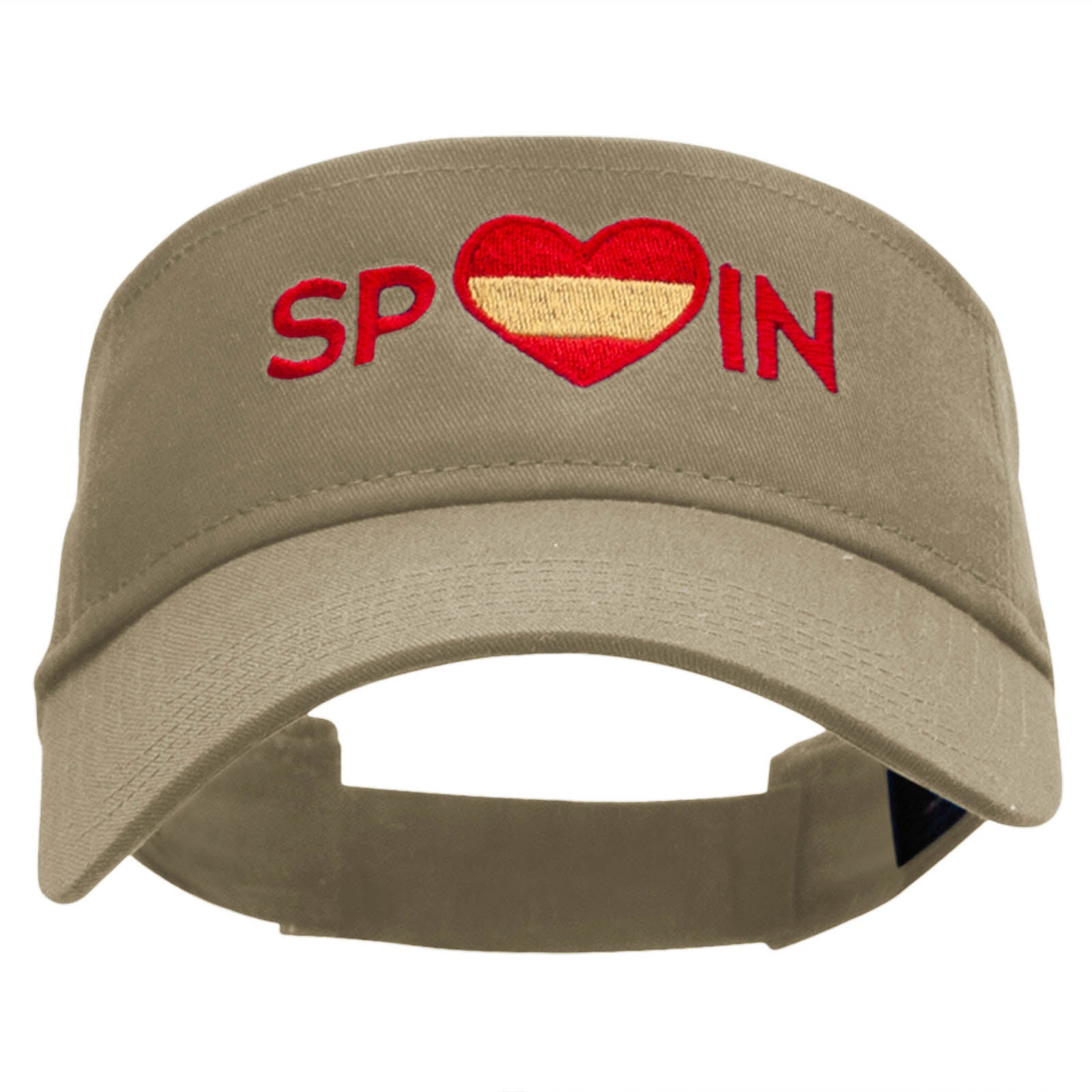 Spain Love Embroidered Cotton Twill Sun Visor - Khaki OSFM