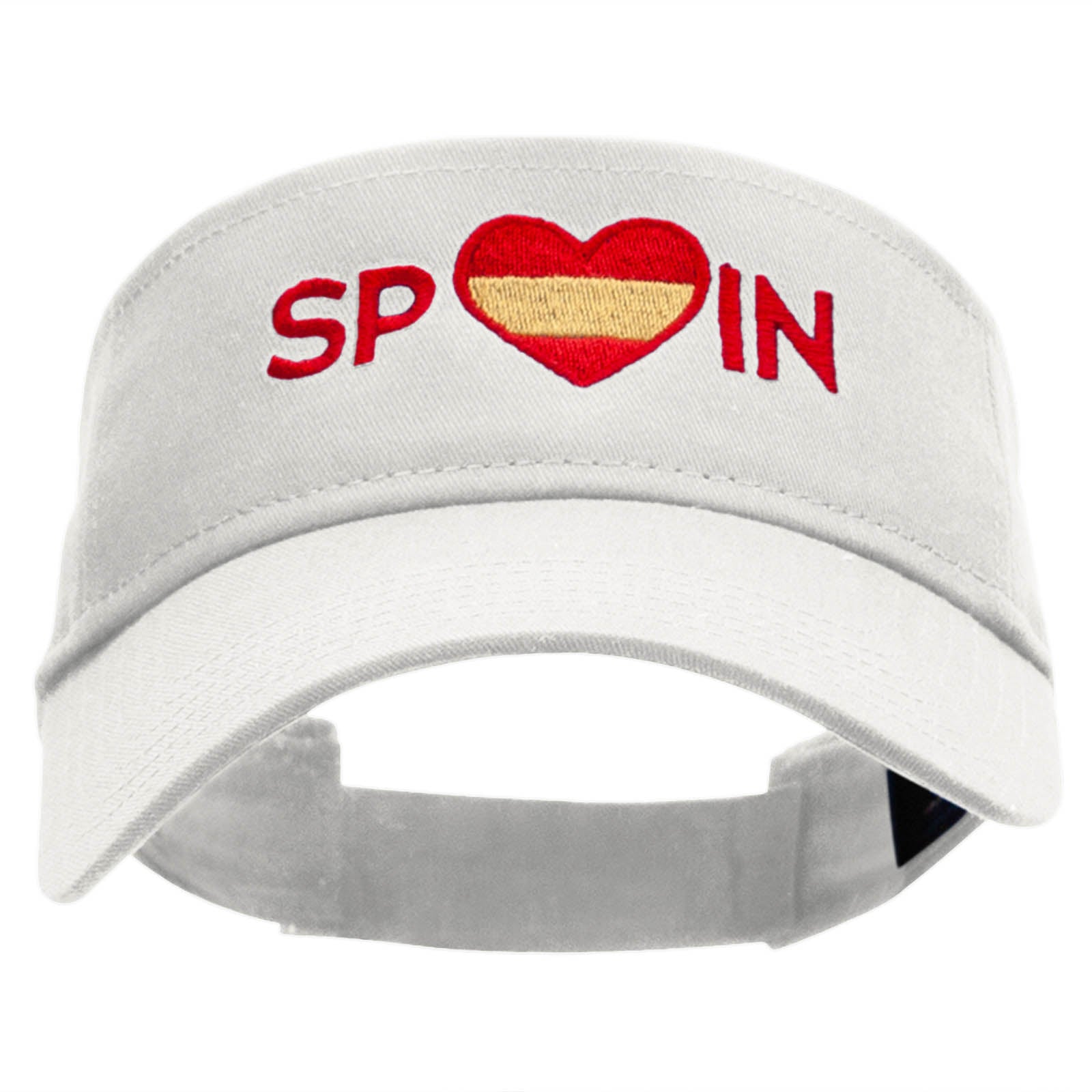 Spain Love Embroidered Cotton Twill Sun Visor - White OSFM