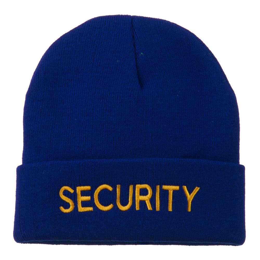 Security Embroidered Long Knitted Beanie - Royal OSFM