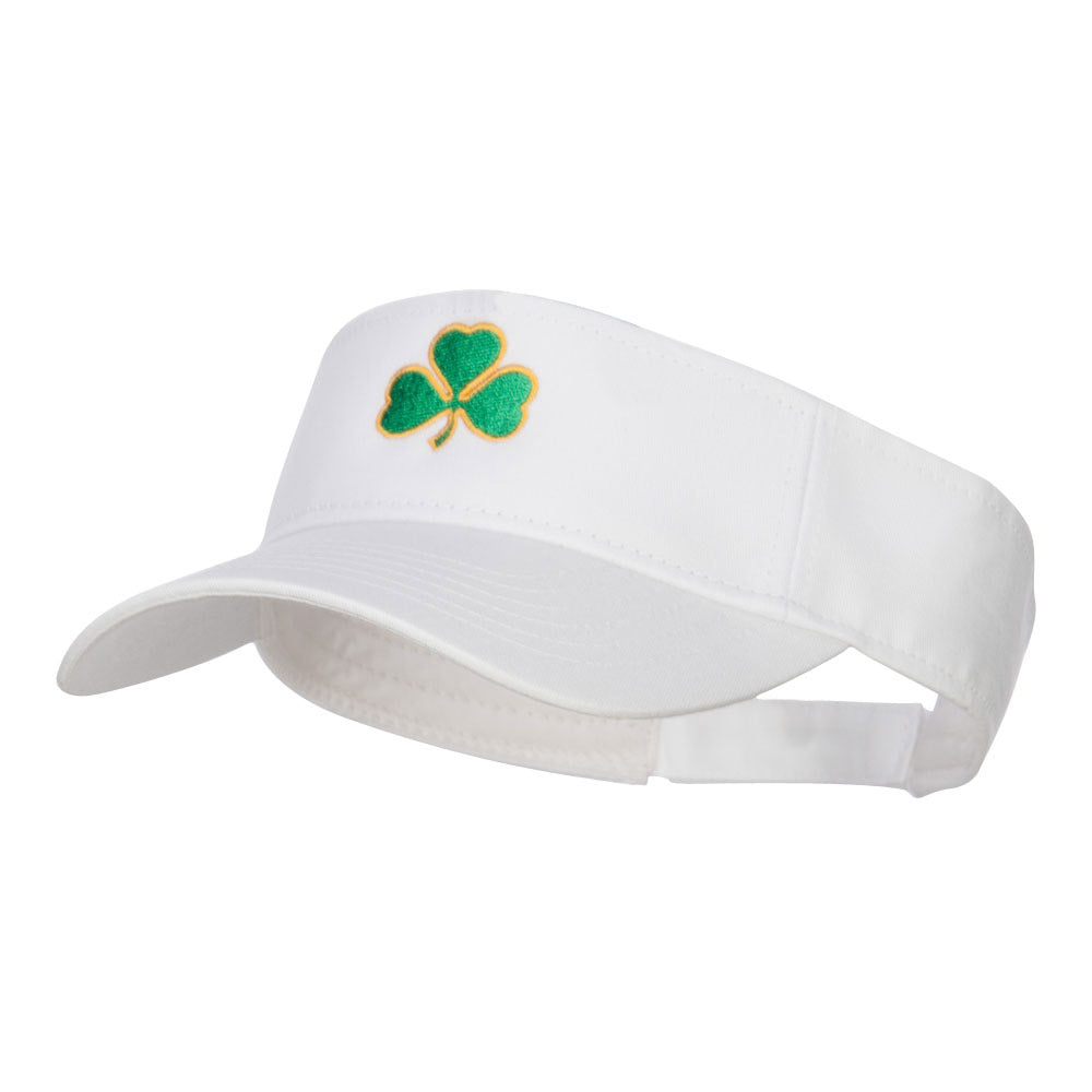 Shamrock Embroidered Sun Visor - White OSFM